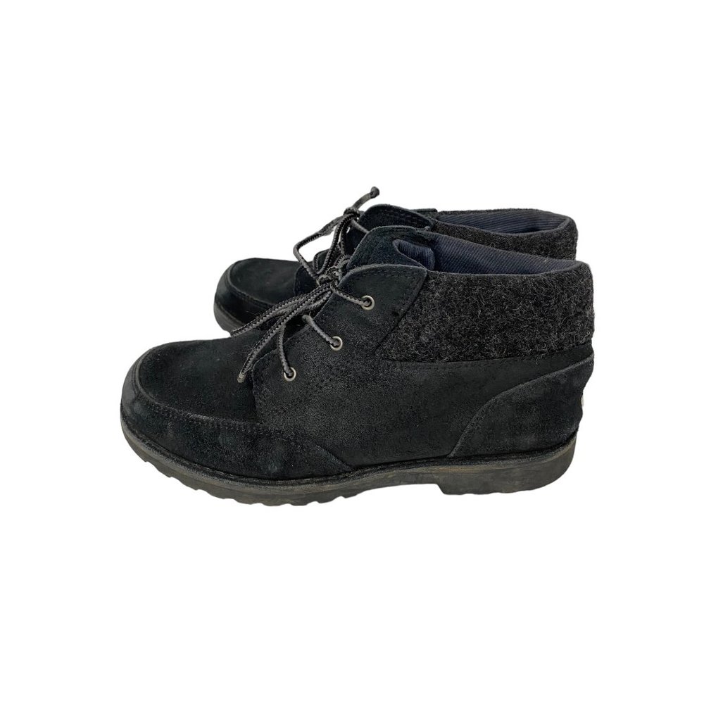 UGG Orin black‎ ankle suede boots wool insole lace up kids 4